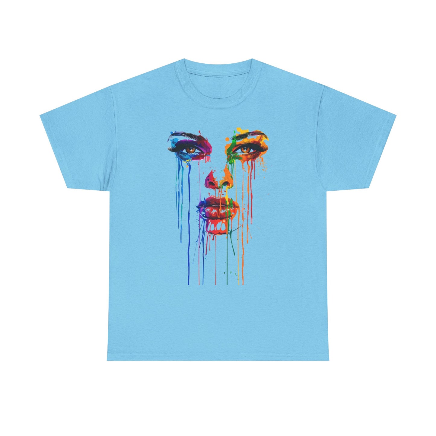 Artistic Rainbow Drip Unisex Heavy Cotton Tee | Vibrant Fashion for Self-Expression