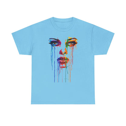 Artistic Rainbow Drip Unisex Heavy Cotton Tee | Vibrant Fashion for Self-Expression