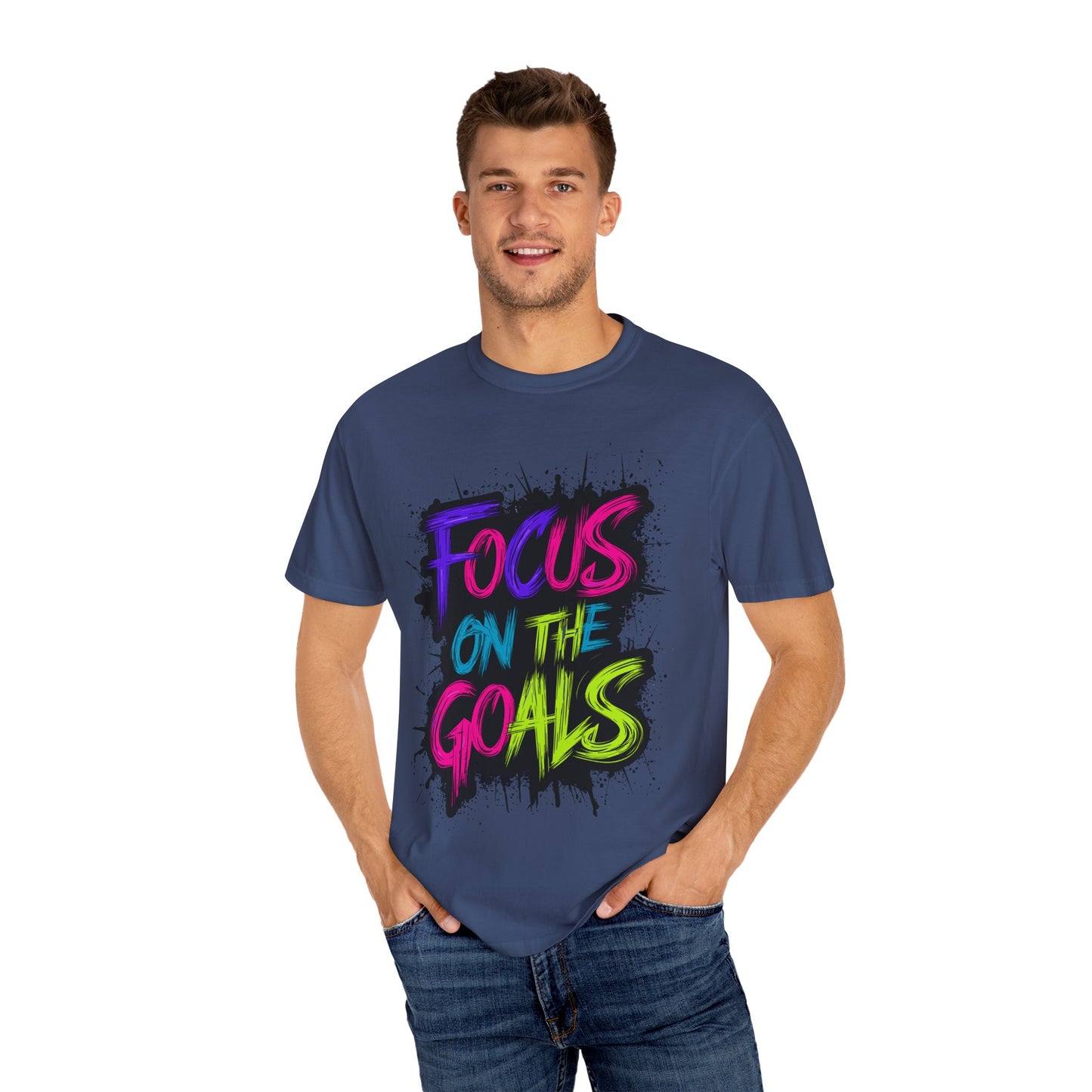 Vibrant Inspirational T-Shirt - Focus on the Goals - Unisex Motivational Tee, Goal Setting Shirt, Fitness Reminder, Gift for Dreamers