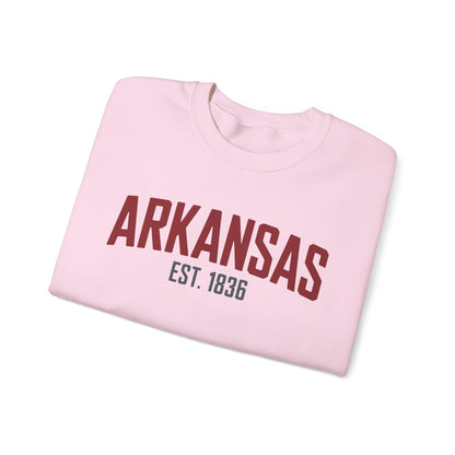 Arkansas Crewneck Sweatshirt – "Arkansas Est. 1836" Classic State Pullover