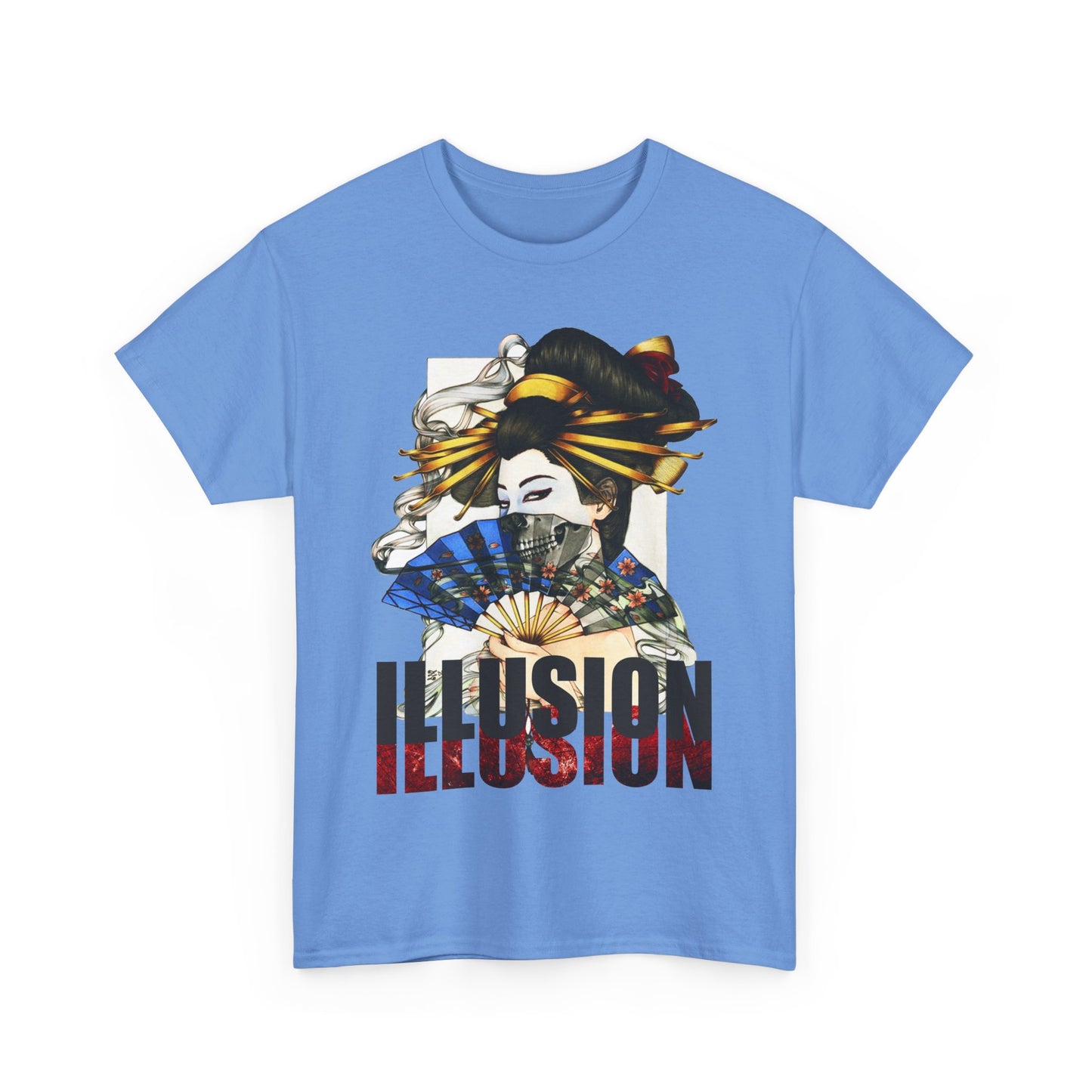 Unisex Heavy Cotton Tee - Illusion Design - Artistic Fan Graphic Tee for Casual Wear
