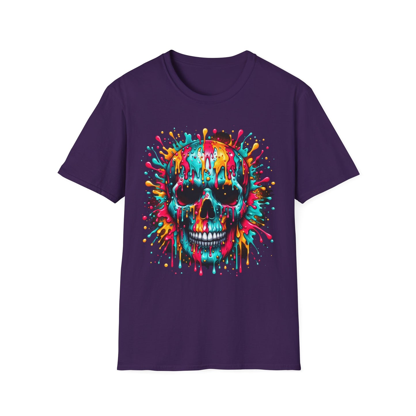 Colorful Drip Skull Unisex T-Shirt - Vibrant Graphic Tee for Art & Music Lovers