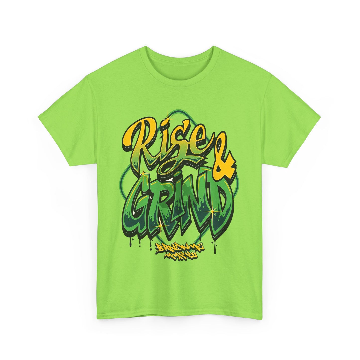 Rise & Grind Unisex Heavy Cotton Tee - Bold Graffiti Style Motivational T-Shirt