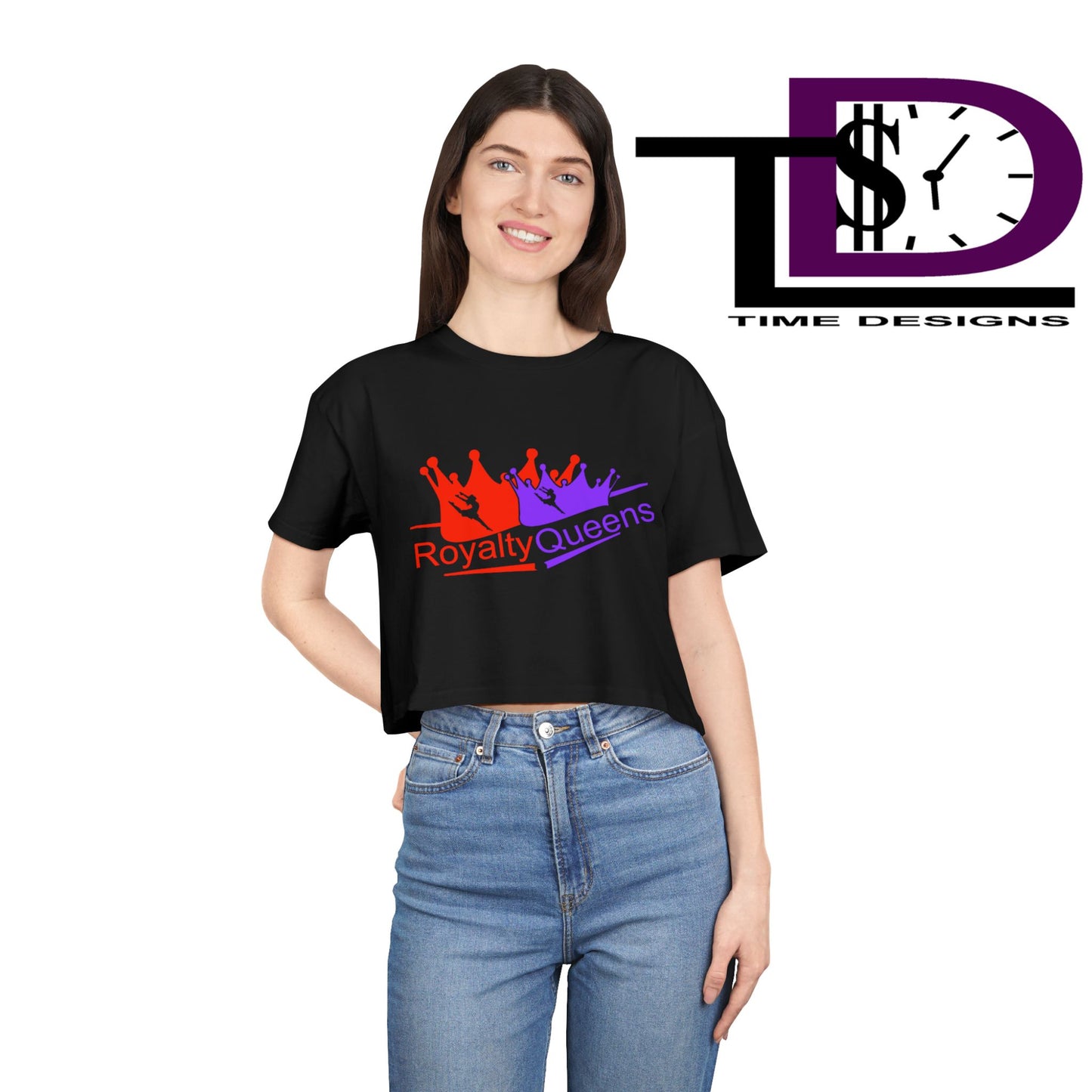 Royalty Queens Women's Crop Tee - Fun Summer Style, Casual Streetwear, Gift for Her, Festival Outfit, Vivid Crown Design