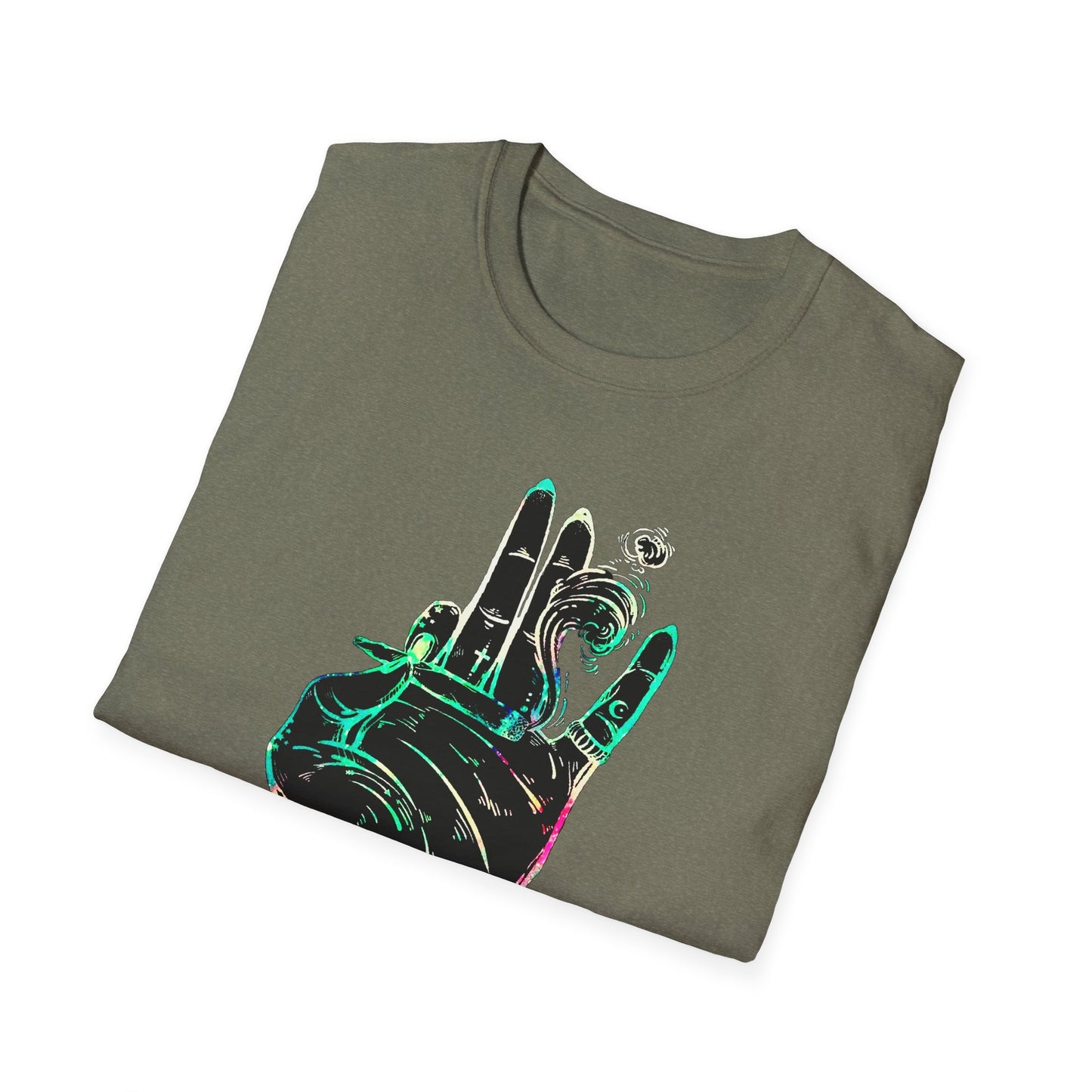 Psychedelic Hand Design Unisex T-Shirt - Softstyle, Casual Vibe