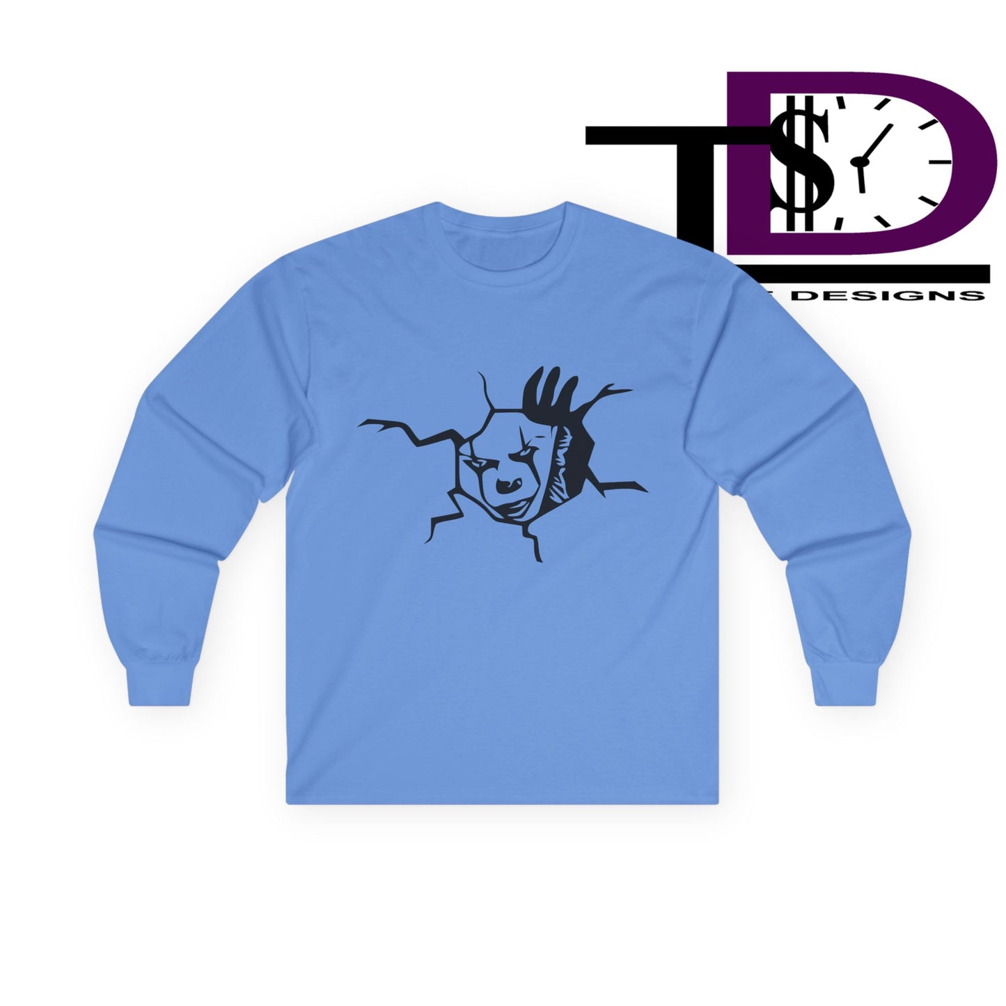 Unisex Graphic Long Sleeve Tee featuring Cracked Wall Design, Perfect for Casual Outings, Gifts, and Halloween