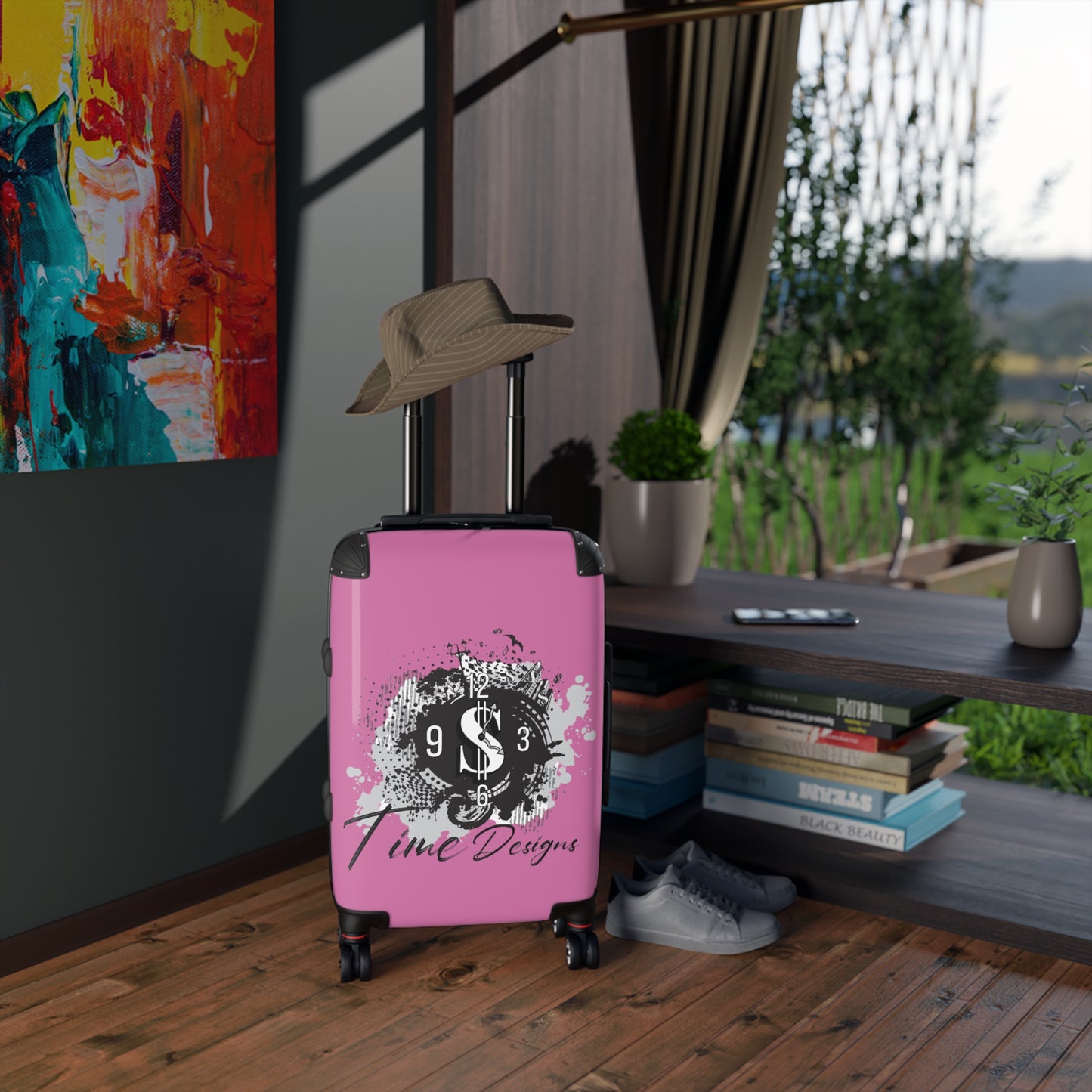 Stylish Travel Suitcase with Time Design, Unique Luggage, Adventure Ready Bag, Perfect for Travelers, Stylish Gift Idea