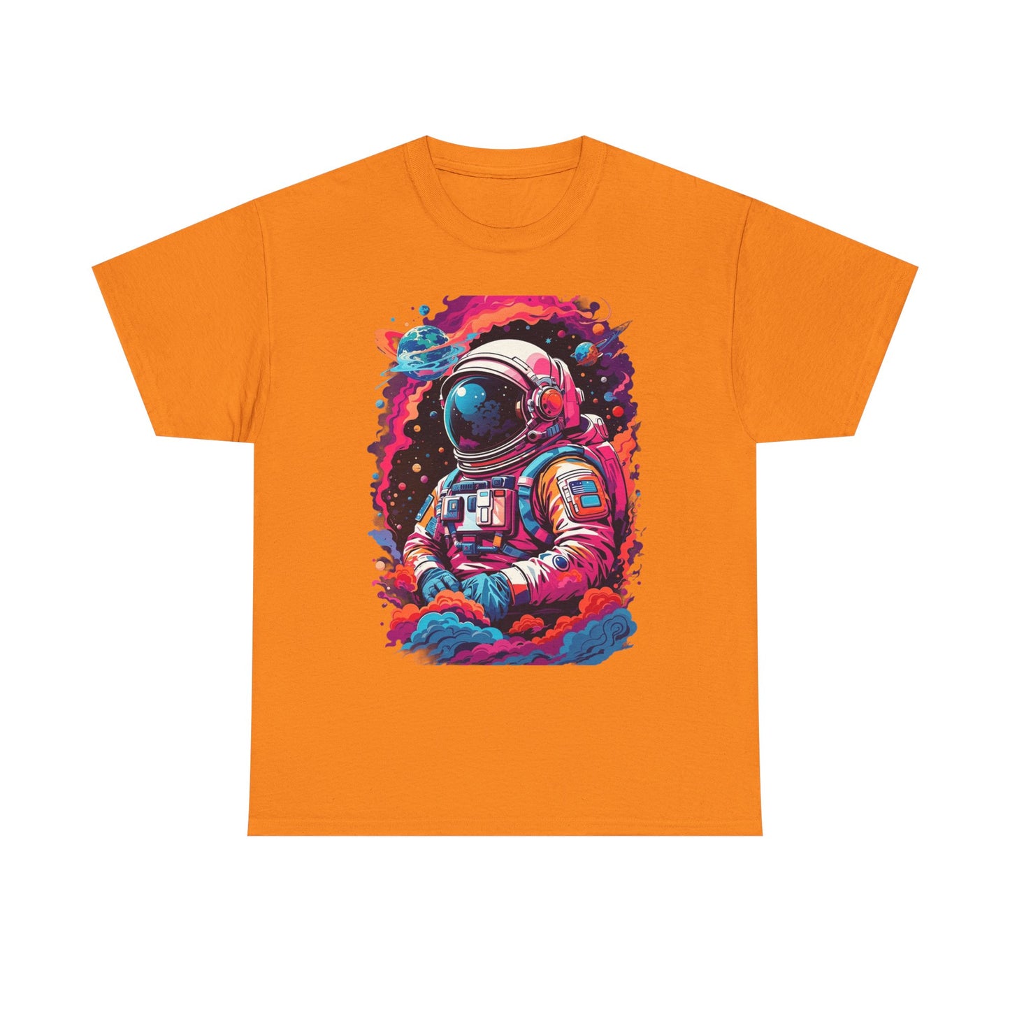 Cosmic Astronaut Unisex Heavy Cotton Tee - Galaxy Graphic T-Shirt