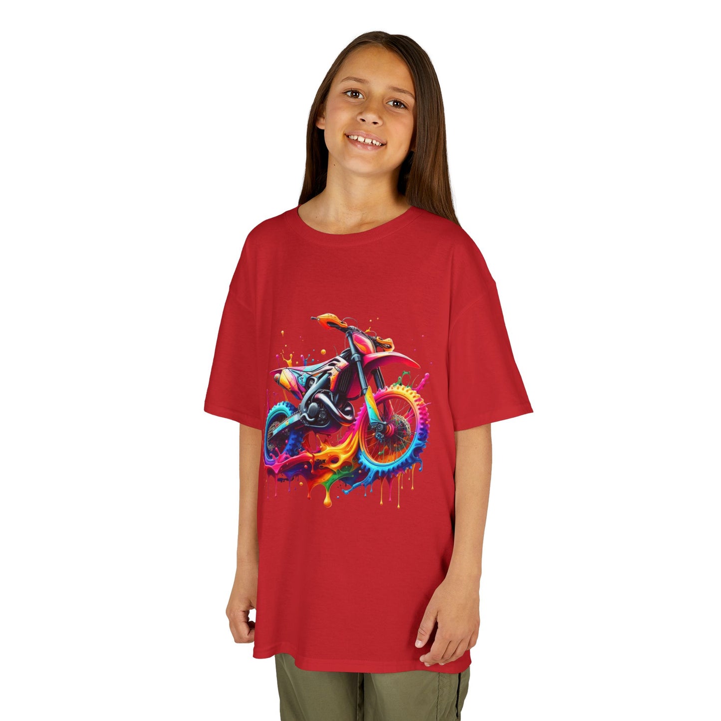 Kids' Motorcycle Graphic Tee - Vibrant Splash Design