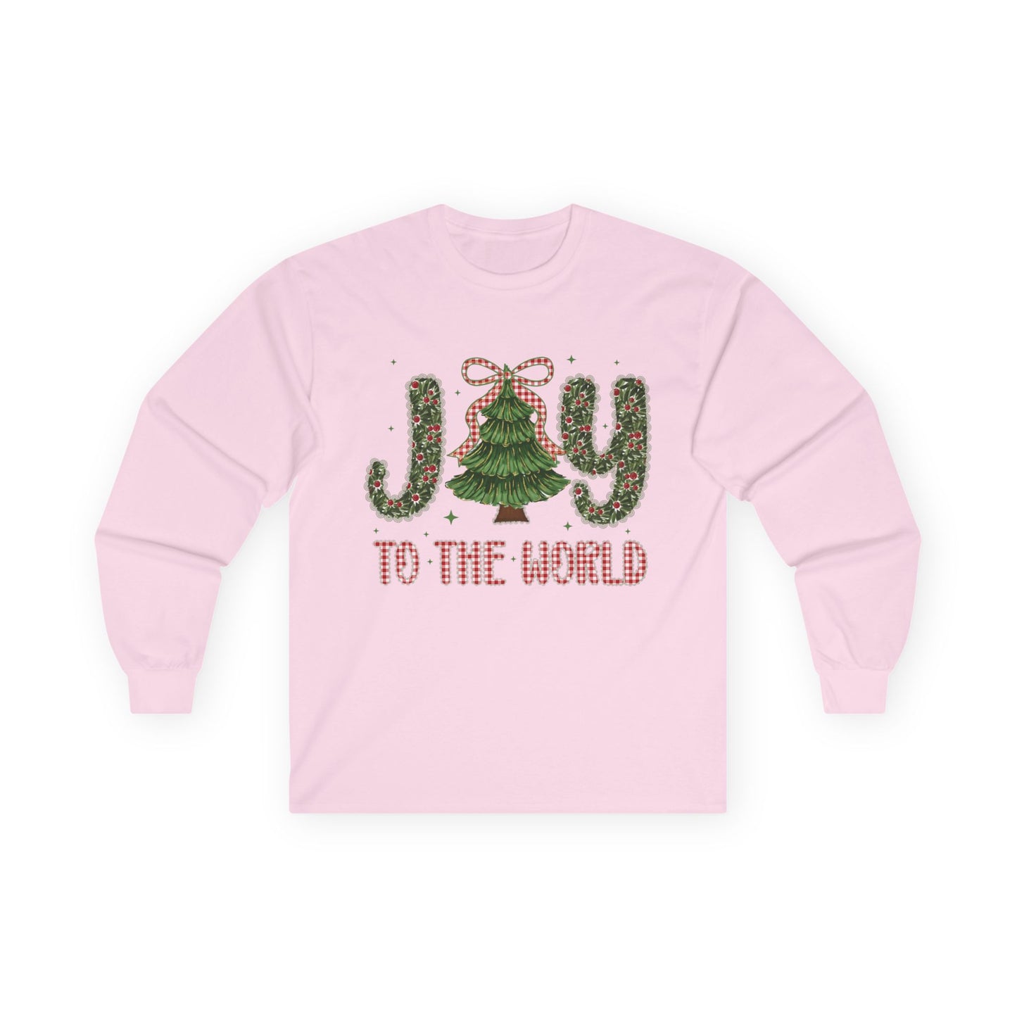 Joy to the World Long Sleeve Tee — Christmas Tree Holiday Shirt