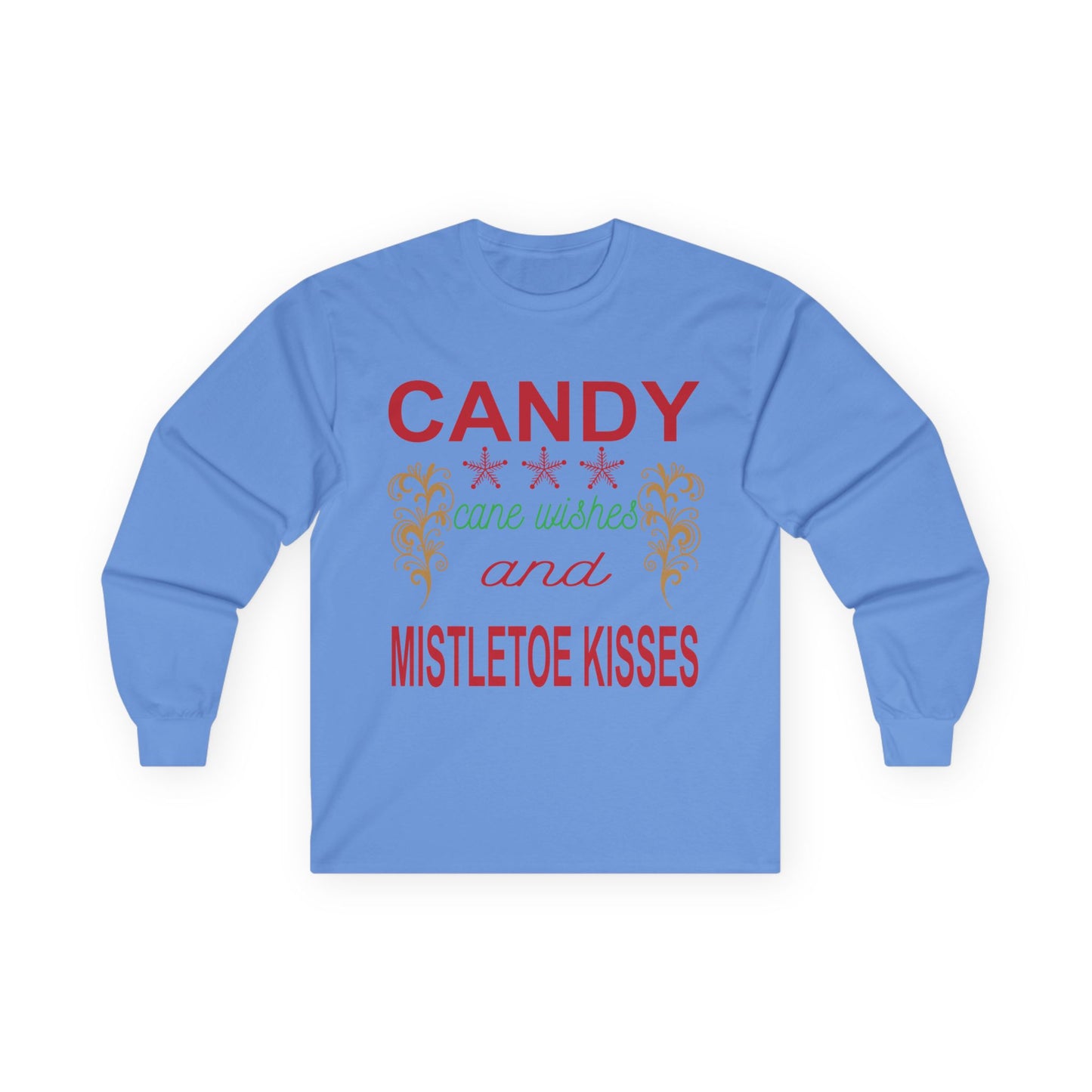 Candy Wishes & Mistletoe Kisses Long Sleeve Tee, Festive Apparel, Holiday Gift, Christmas Shirt, Unisex Tee, Winter Wear