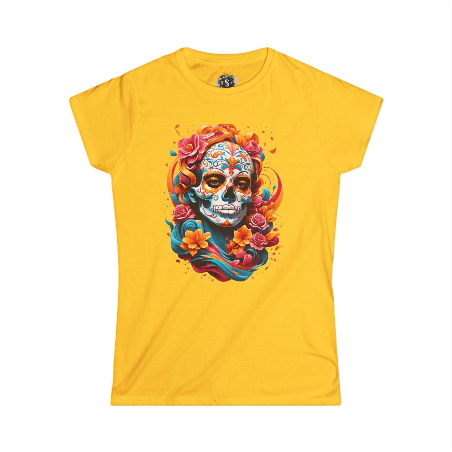 Colorful Day of the Dead Skull Women's Tee - Festival & Celebration Shirt