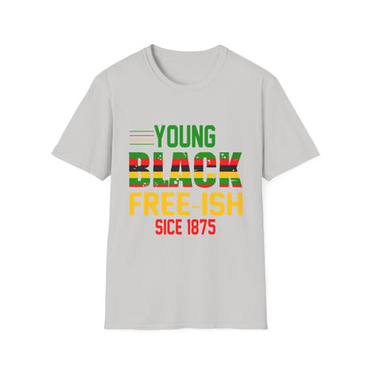 Young Black Free-Ish Unisex Softstyle T-Shirt, Celebratory Tee, Cultural Pride Shirt, Equality Apparel, Ideal for Events & Gifts