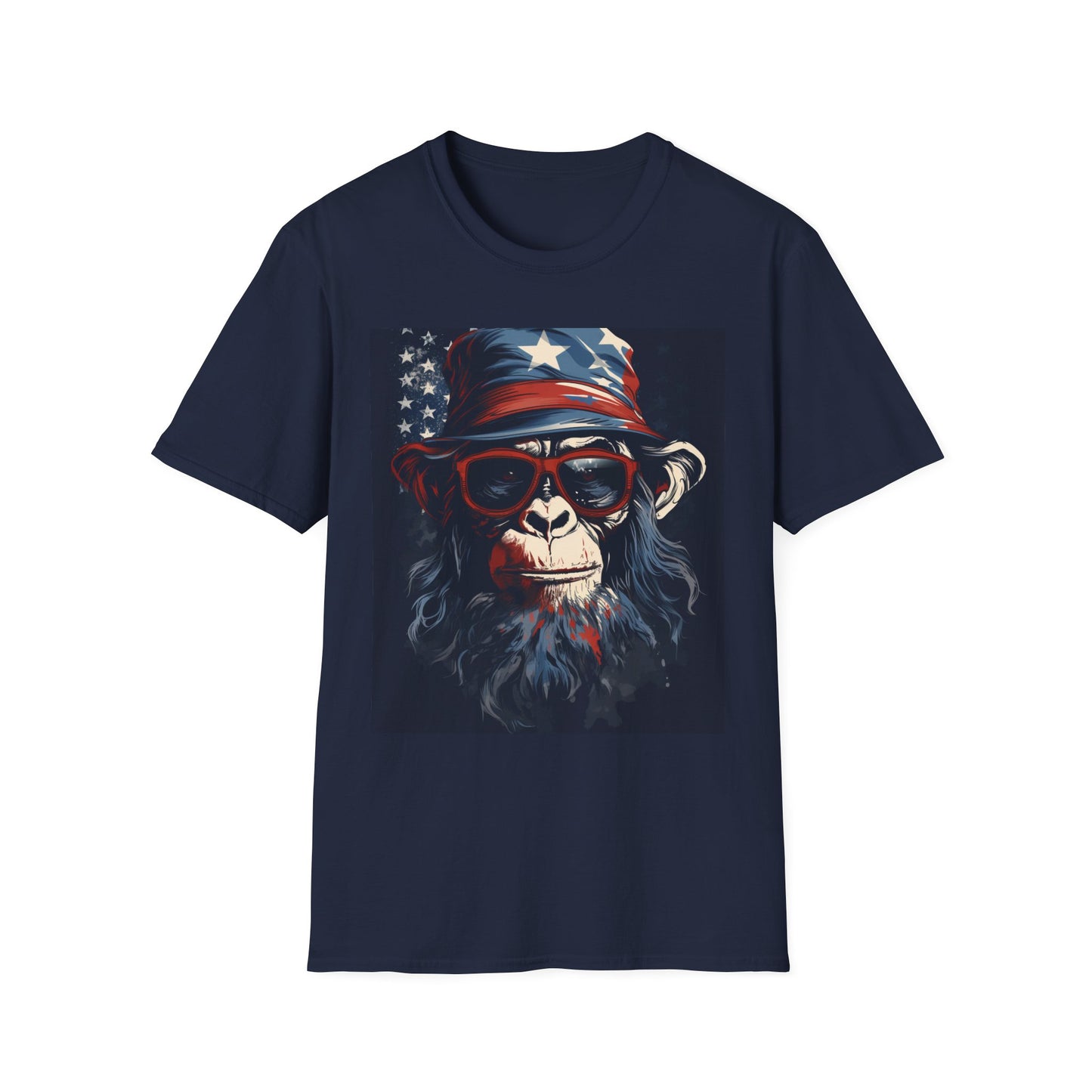 Patriotic Monkey Graphic T-Shirt, Fourth of July Tee, Summer Clothing, Unisex Casual Wear, Fun Gift for Animal Lovers, USA Pride Shirt
