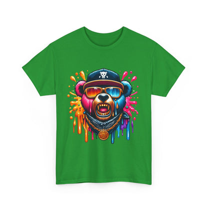Vibrant Bear Graphic Unisex Heavy Cotton Tee - Casual Streetwear for Everyday Style