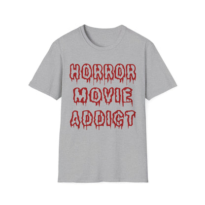 Horror Movie Addict T-Shirt, Unisex Softstyle Tee, Gifts for Film Lovers, Horror Movie Fans, Halloween Apparel, Casual Wear
