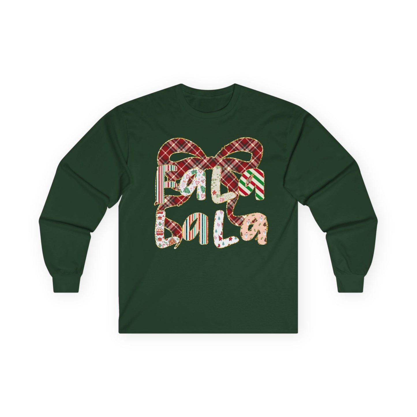 Long Sleeve Tee — Retro Plaid ‘Be Mine’ Valentine Heart Graphic