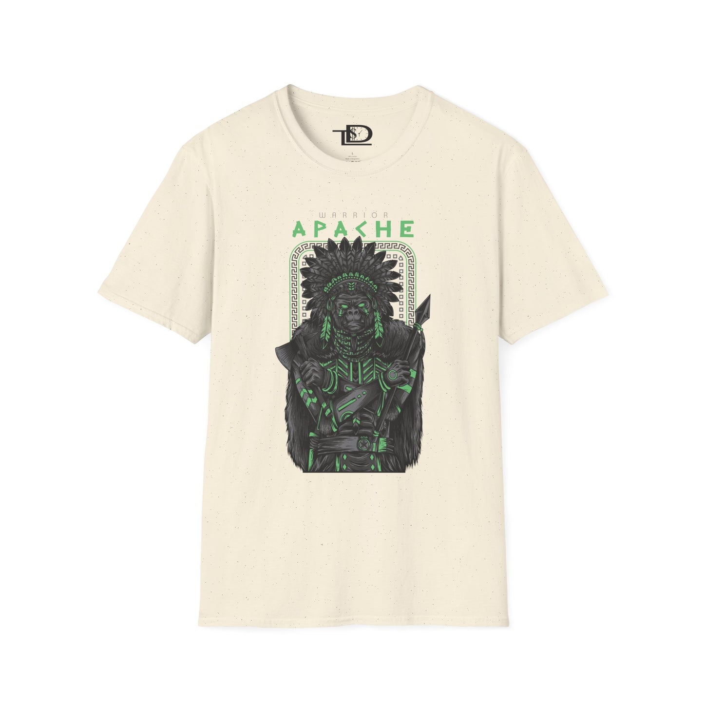 Apache Warrior Graphic T-Shirt, Softstyle Tee, Unisex Casual Wear, Festival Apparel, Heritage Tribute Shirt