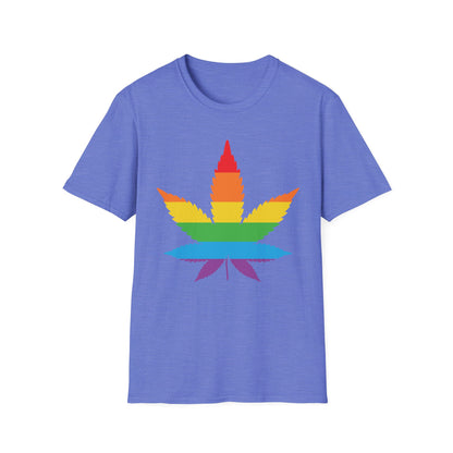 Rainbow Cannabis Leaf T-Shirt, Pride Shirt, LGBTQ+ Apparel, Gift for Cannabis Lovers, Summer Fashion, Unisex Tee