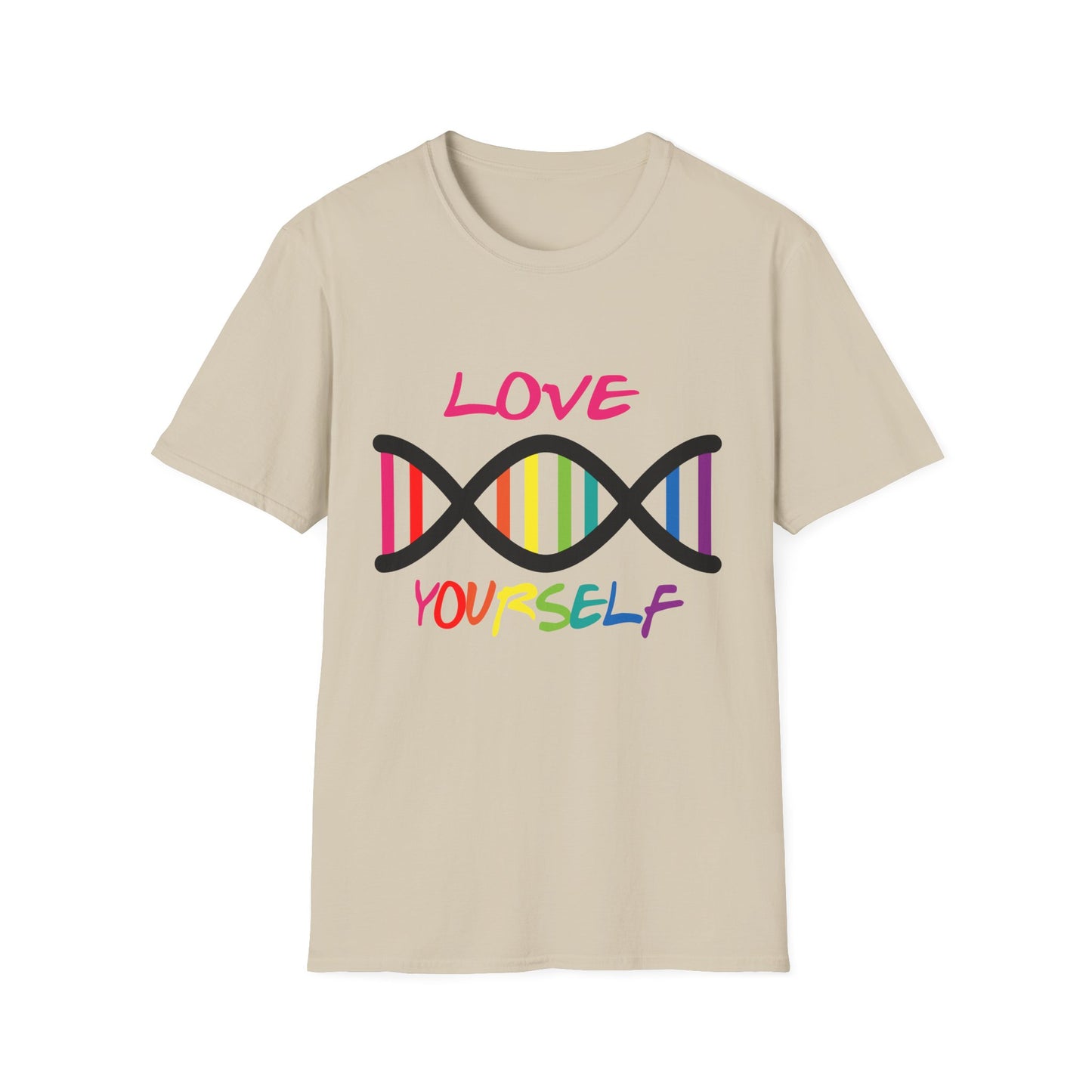 Love Yourself LGBTQ+ Pride T-Shirt, Unisex Rainbow Tee, Softstyle Shirt for Self-Care, Supportive Gift for Friends, Perfect for Pride Month