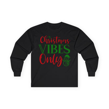 Christmas Vibes Long Sleeve Tee, Holiday Apparel, Unisex Tee, Festive Shirt, Winter Wear, Christmas Gift, Seasonal Fashion