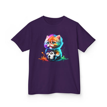 Colorful Cat Soccer Tee for Kids - Fun and Playful Design