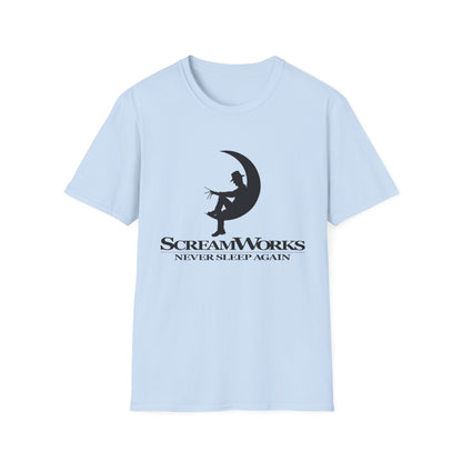 ScreamWorks Unisex Softstyle T-Shirt, Halloween Costume Shirt, Graphic Tee, Sleepover Wear, Spooky Gift Idea