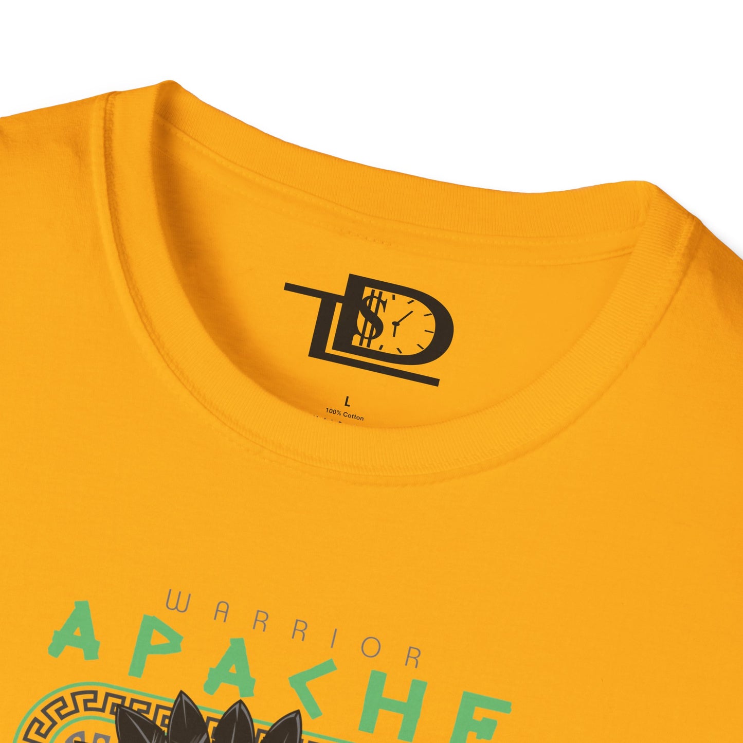 Apache Warrior Graphic T-Shirt, Softstyle Tee, Unisex Casual Wear, Festival Apparel, Heritage Tribute Shirt