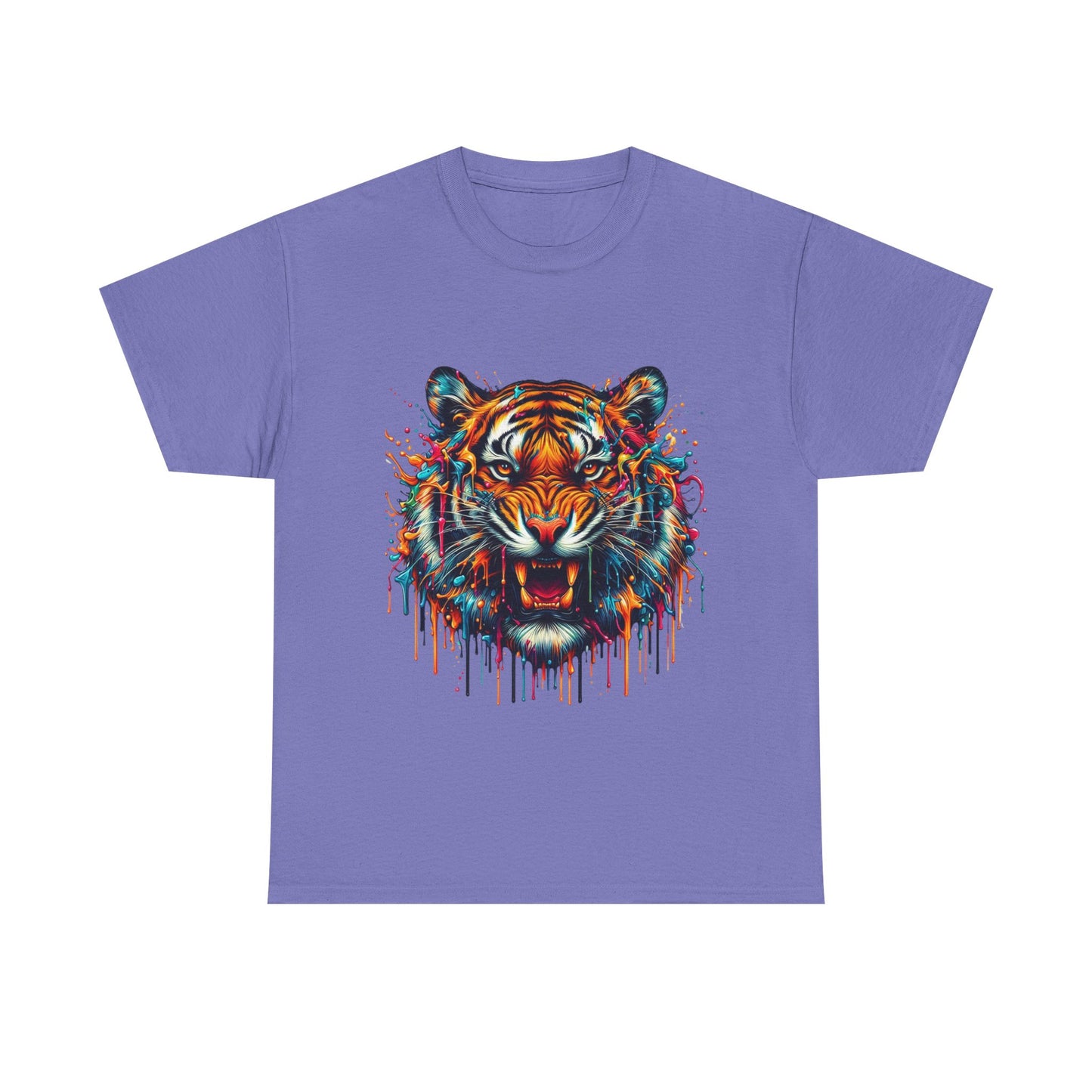 Fierce Tiger Unisex Heavy Cotton Tee - Vibrant Animal Graphic Shirt