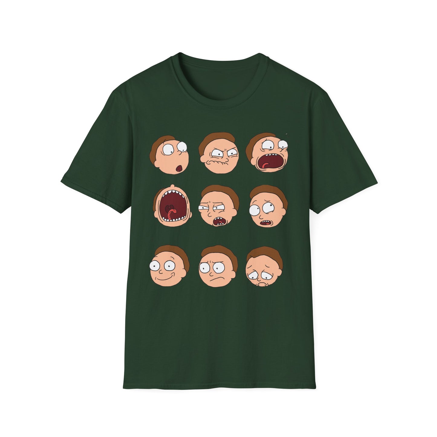 Funny Expressions Unisex Softstyle T-Shirt - Emotive Cartoon Faces
