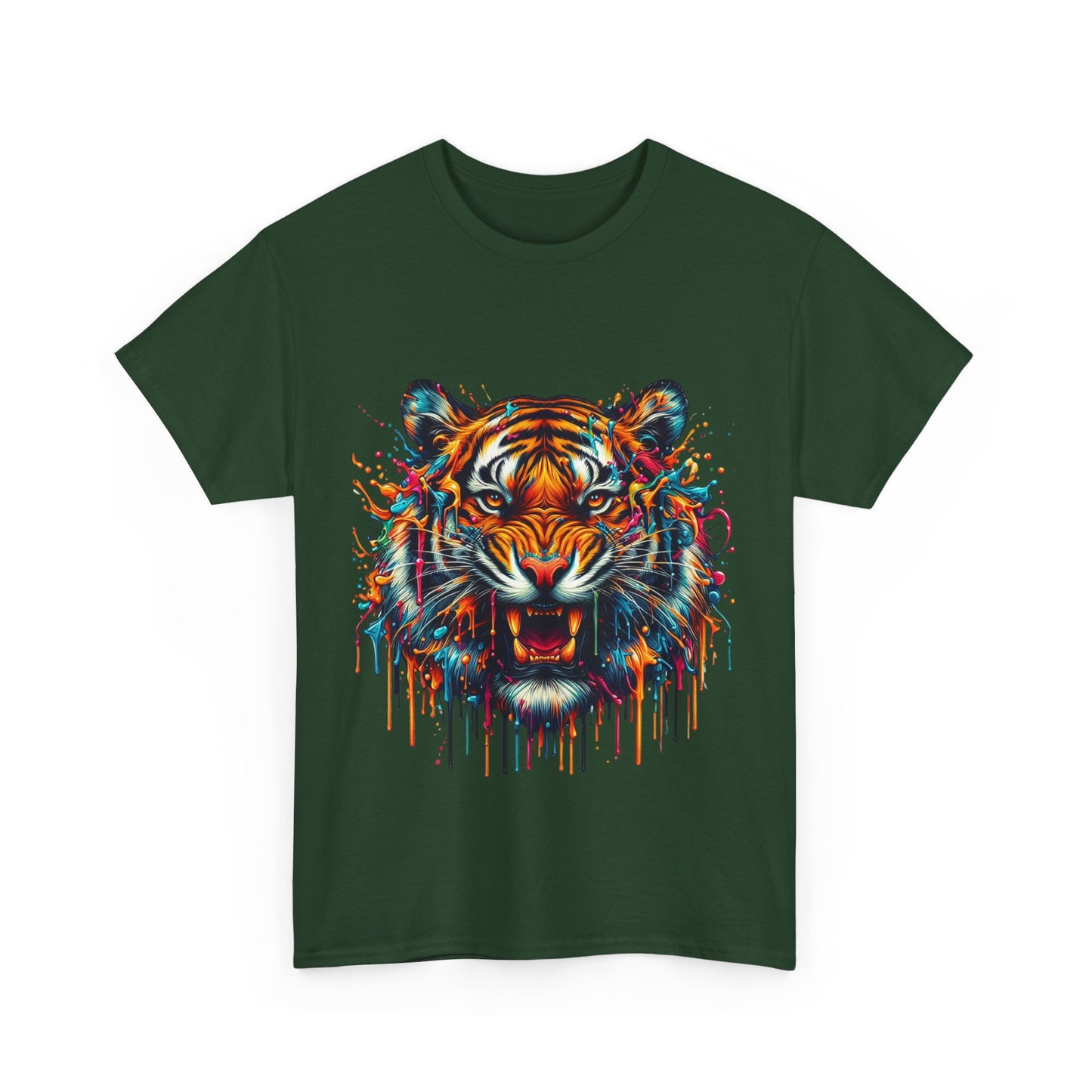 Fierce Tiger Unisex Heavy Cotton Tee - Vibrant Animal Graphic Shirt