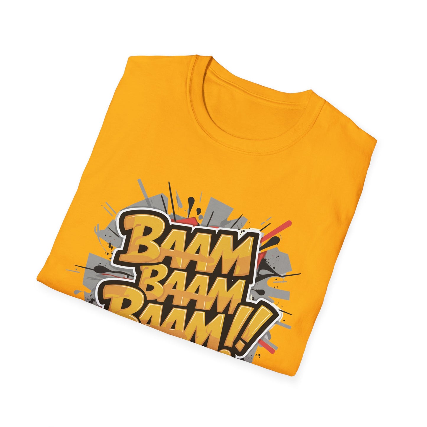 Bam Bam Bam Unisex Softstyle T-Shirt | Fun Graphic Tee for Casual Wear, Gift for Friends, Comic Fans, Birthday, Everyday Style