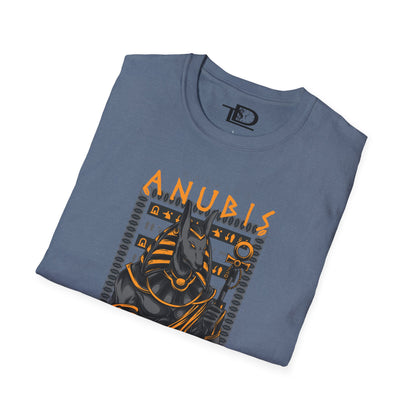 Anubis Unisex Softstyle T-Shirt, Egyptian Mythology Tee, Graphic Tee, Casual Wear for Fans, Gift for Halloween or Birthdays