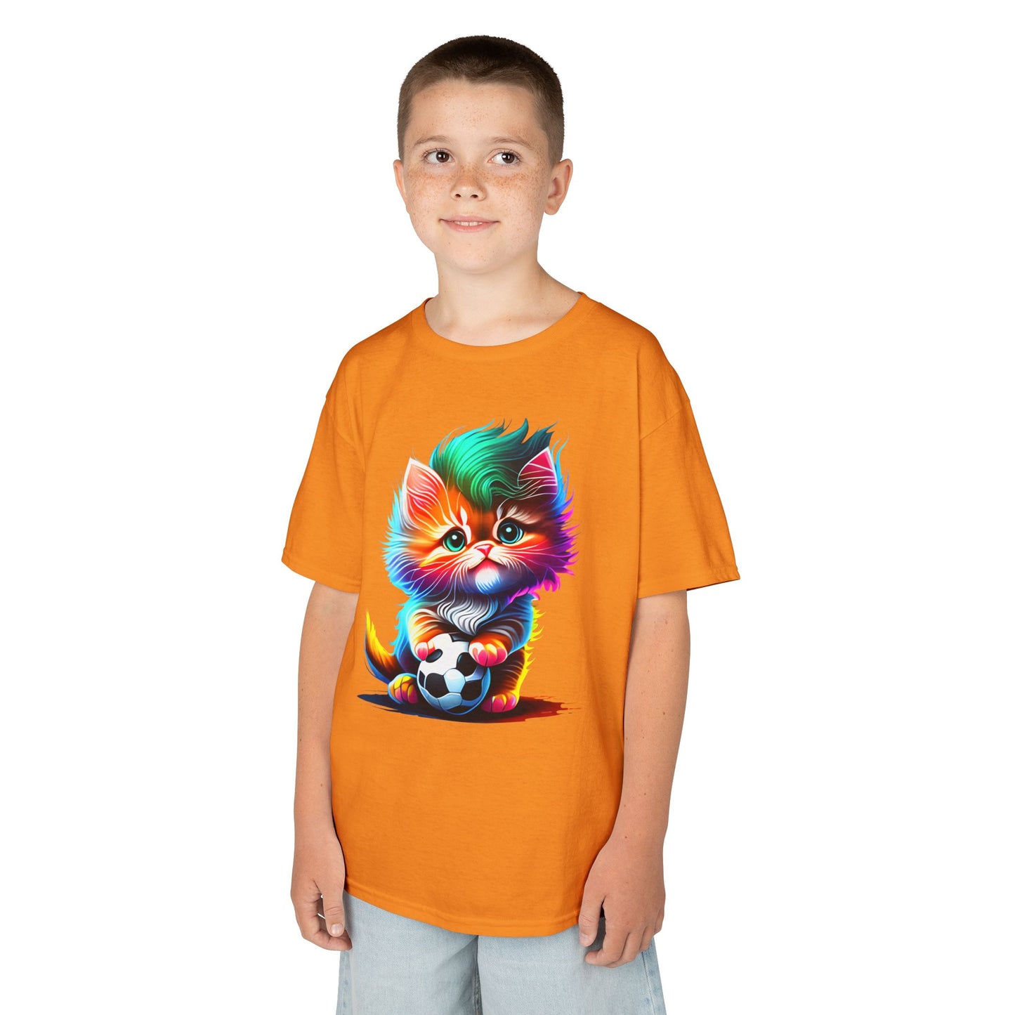 Colorful Cat Soccer Kids Heavy Cotton™ Tee