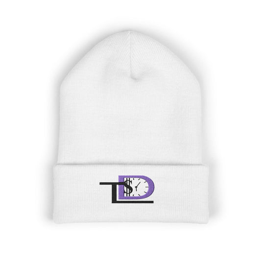 Embroidered 'D' Monogram Cuffed Beanie - Purple Accent