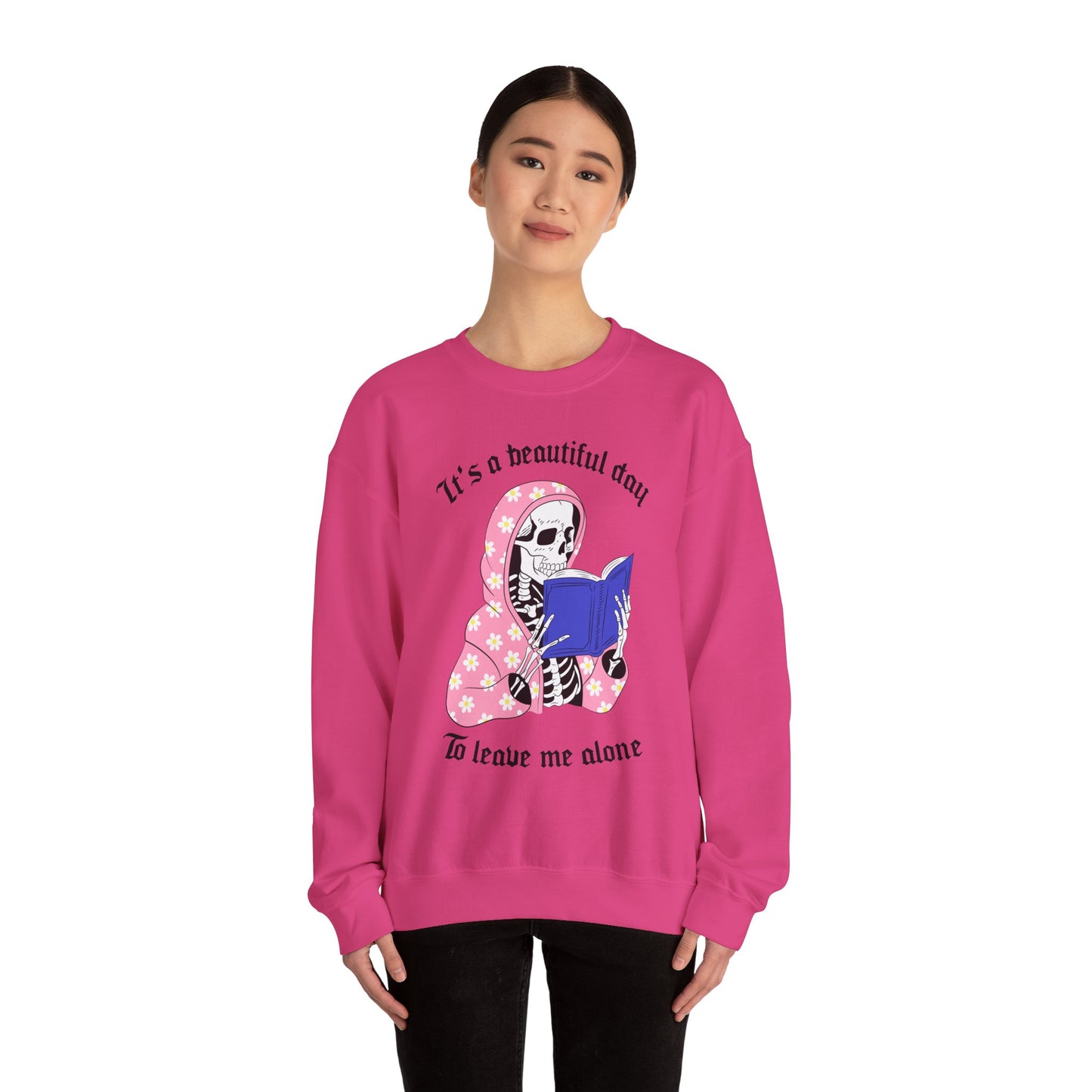 Unisex Heavy Blend™ Crewneck Sweatshirt - "It's a Beautiful Day to Leave Me Alone" Cozy Graphic
