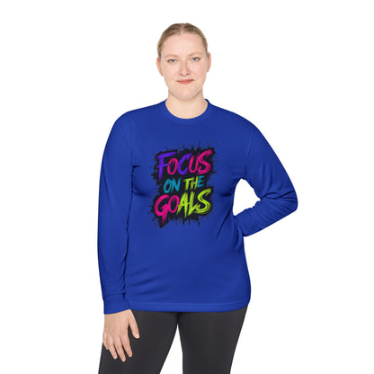 Unisex Long Sleeve Tee - "Focus on the Goals" Motivational Shirt, Fitness Apparel, Activewear, Gift for Athletes, Casual Wear