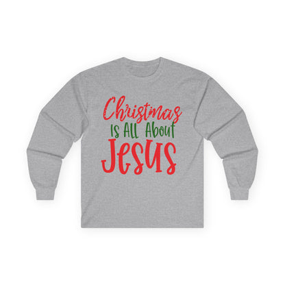 Christmas Jesus Long Sleeve Tee, Unisex Cotton Holiday Shirt, Religious Gift, Faith-Based Apparel, Church Activities, Family Gatherings