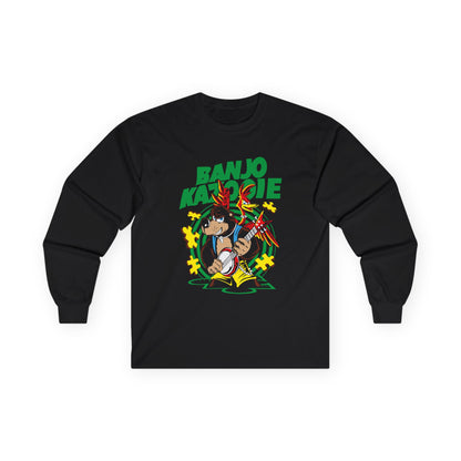 Banjo Karate Long Sleeve Tee — Retro Game-Inspired Graphic Shirt