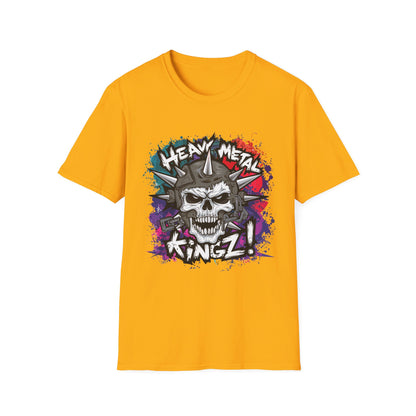 Heavy Metal Kingz Unisex Softstyle T-Shirt, Rock Music Tee, Gift for Metalheads, Concert Apparel, Edgy Graphic Shirt