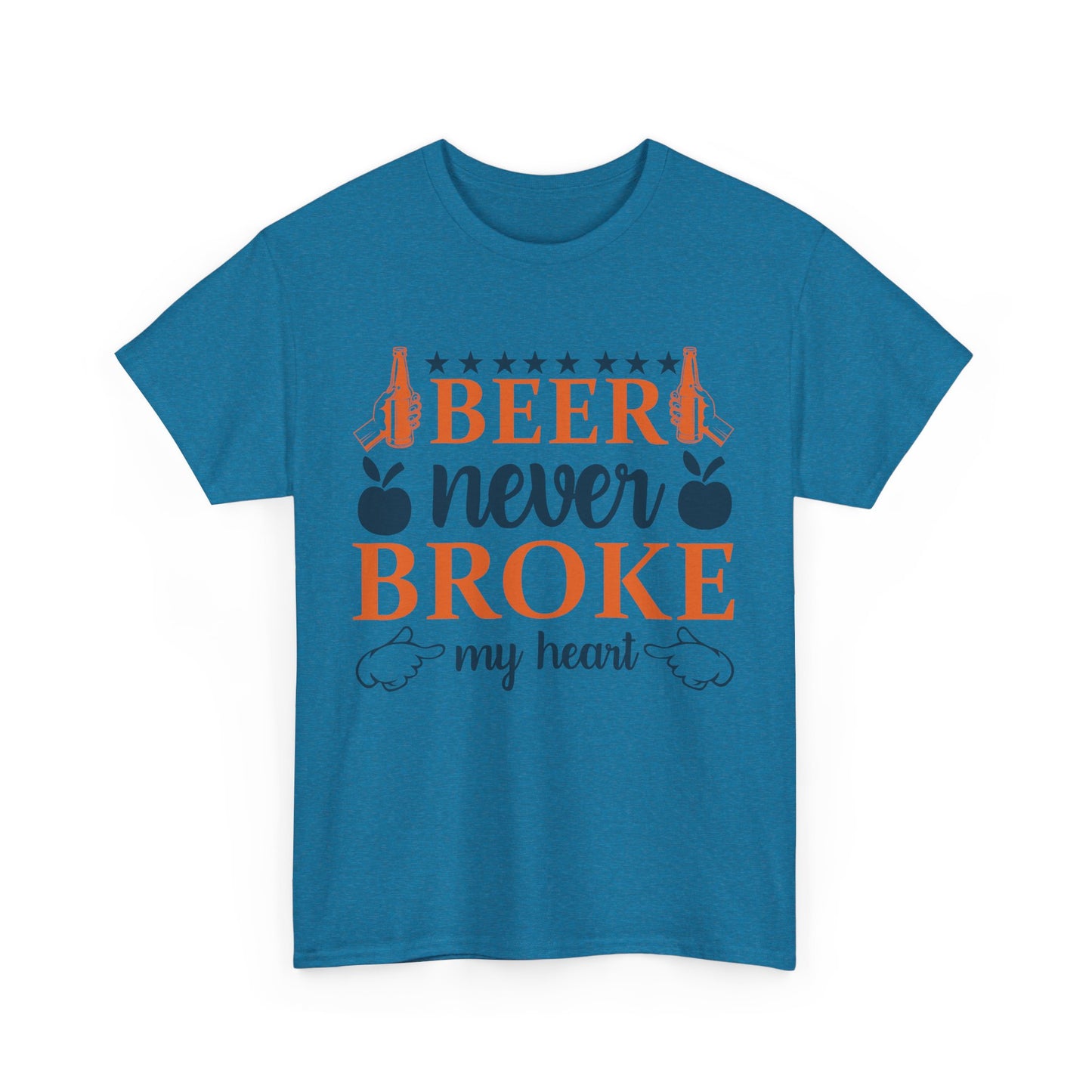 Beer Never Broke My Heart Tee, Funny Humor Shirt, Beer Lover Gift, Unisex Cotton T-Shirt, Party Apparel, Summer Fun