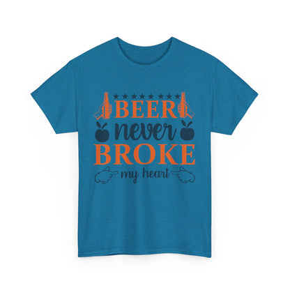 Beer Never Broke My Heart Tee, Funny Humor Shirt, Beer Lover Gift, Unisex Cotton T-Shirt, Party Apparel, Summer Fun