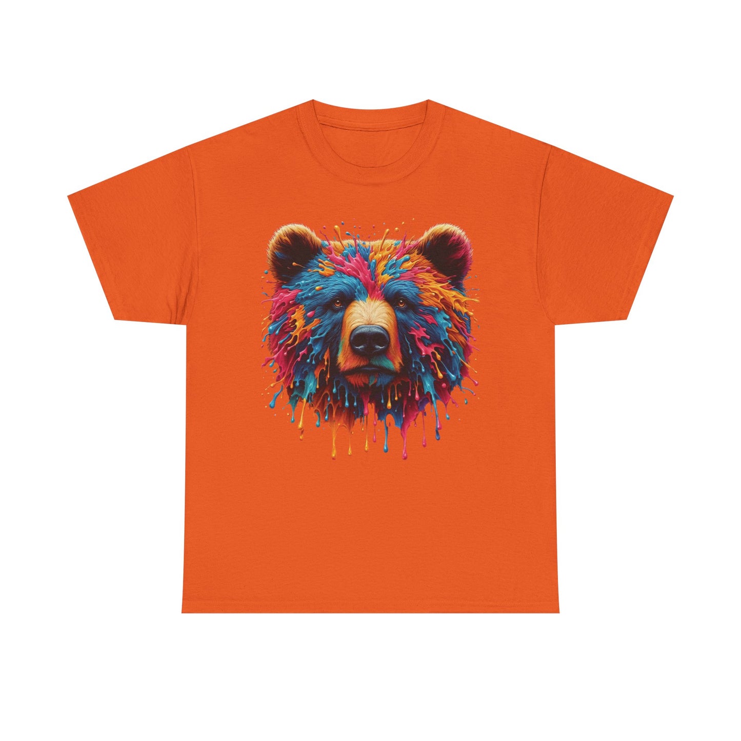 Colorful Bear Art Unisex Heavy Cotton Tee - Vibrant Graphic T-Shirt for Nature Lovers