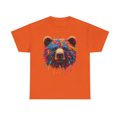 Colorful Bear Art Unisex Heavy Cotton Tee - Vibrant Graphic T-Shirt for Nature Lovers