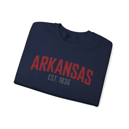 Arkansas Crewneck Sweatshirt – "Arkansas Est. 1836" Classic State Pullover