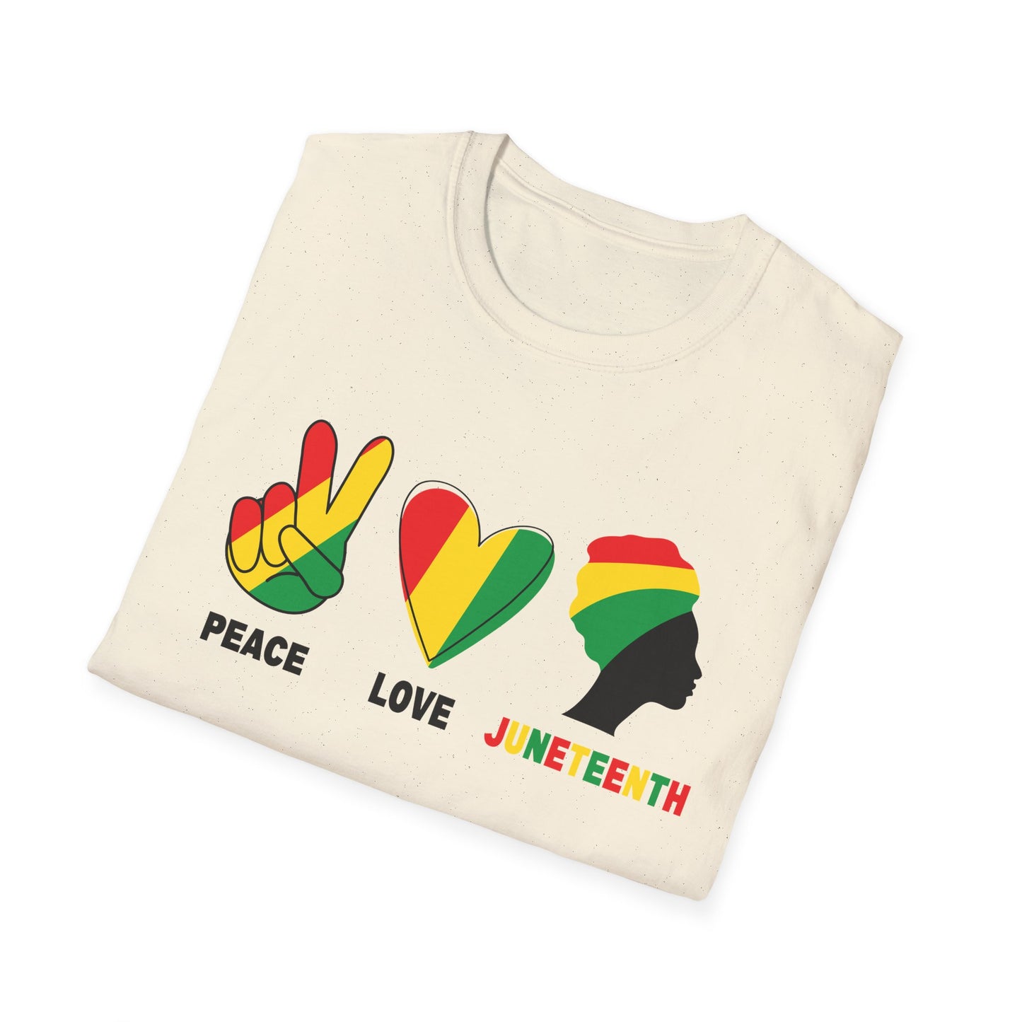 Juneteenth Peace Love Unisex Softstyle T-Shirt, Graphic Tee, Black History Month, Celebration Wear, Gift for Activists