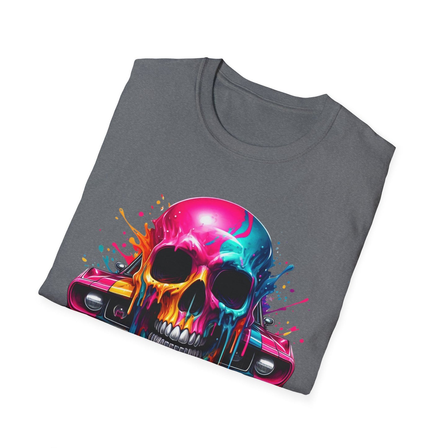 Vibrant Skull & Car Unisex Softstyle T-Shirt