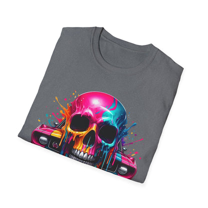 Vibrant Skull & Car Unisex Softstyle T-Shirt