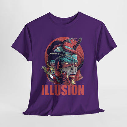 Artistic Unisex Heavy Cotton Tee - 'ILLUSION' Graphic Design