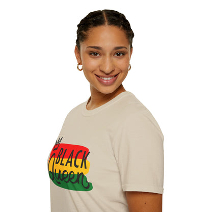 Black Queen Unisex Softstyle T-Shirt | Empowerment, Cultural Pride, Casual Wear, Gift for Her, Black History Month
